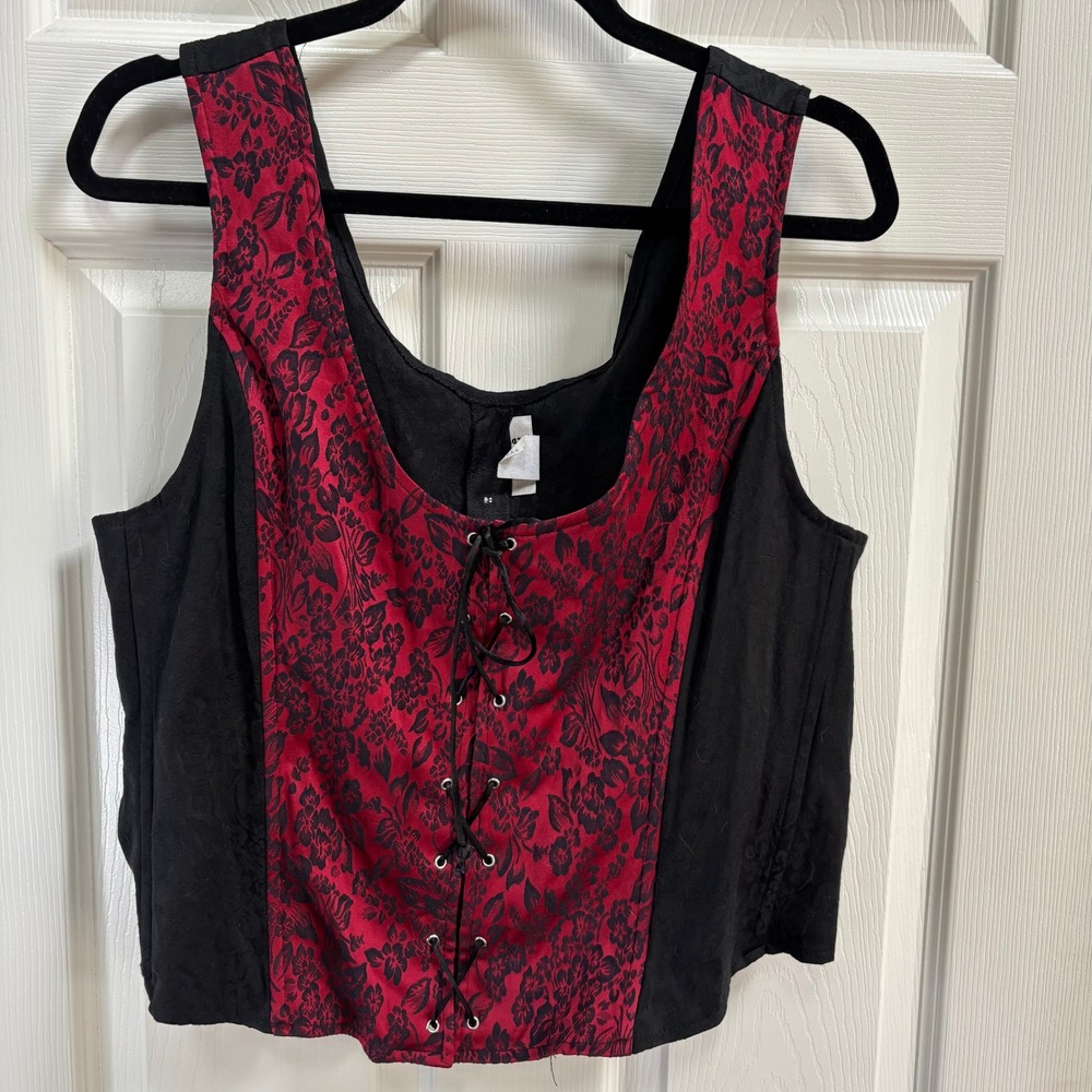 Fire Los Angeles Y2K Vintage Corset Grunge Mall Goth Vampire Red Black Lace Up